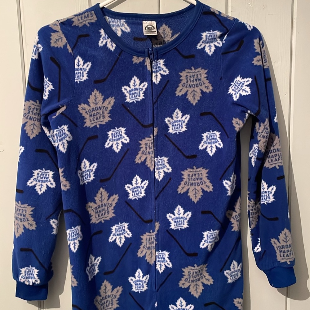 Toronto Maple Leafs NHL Youth Fleece Onesie Pajamas Size Large (10/12)